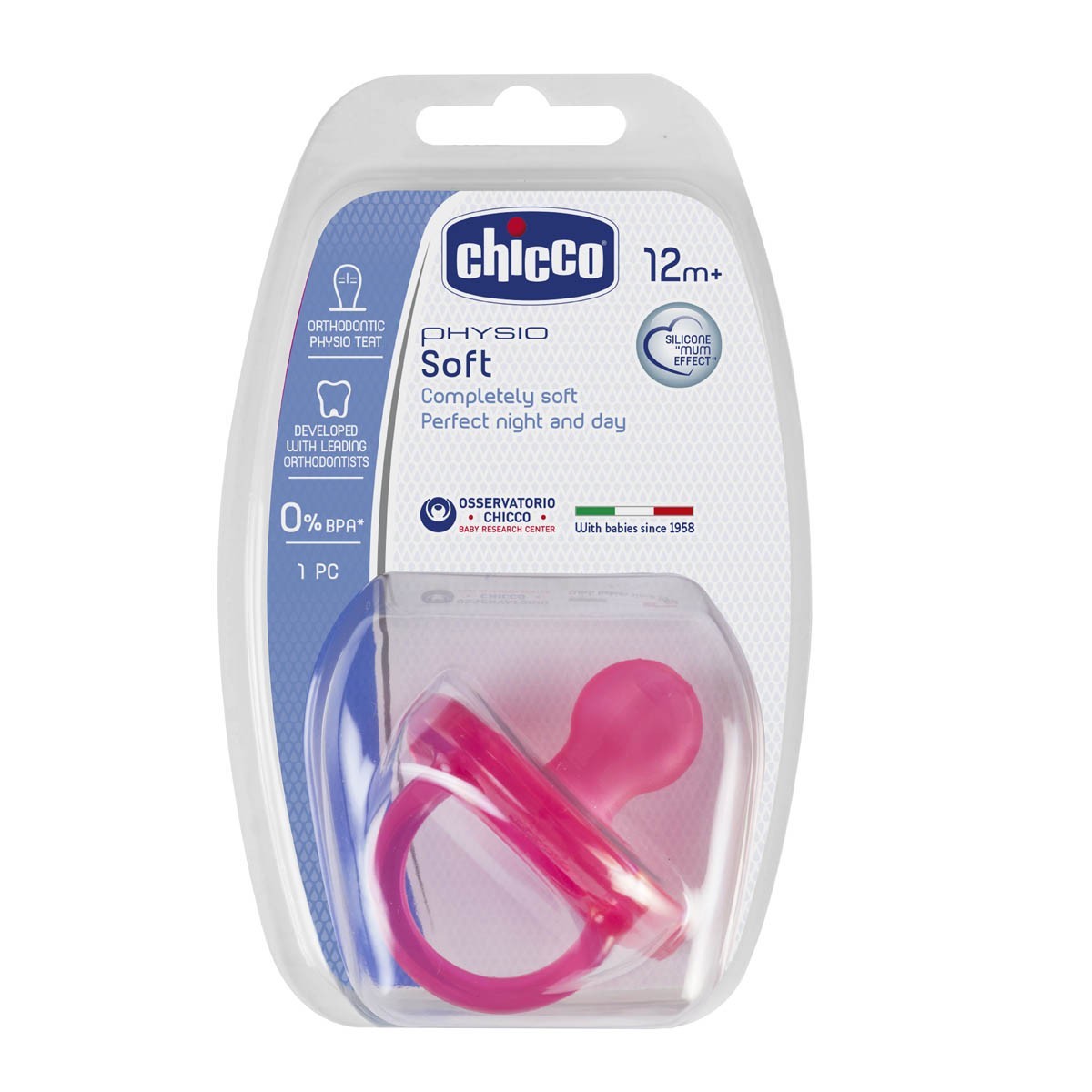 CHICCO CHUPETE TODOGOMA ROSA 12 M SILICONA
