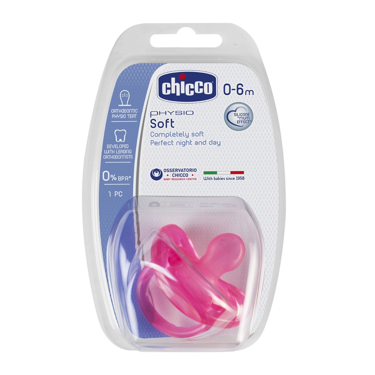 CHICCO CHUPETE TODOGOMA ROSA 06 M SILICONA