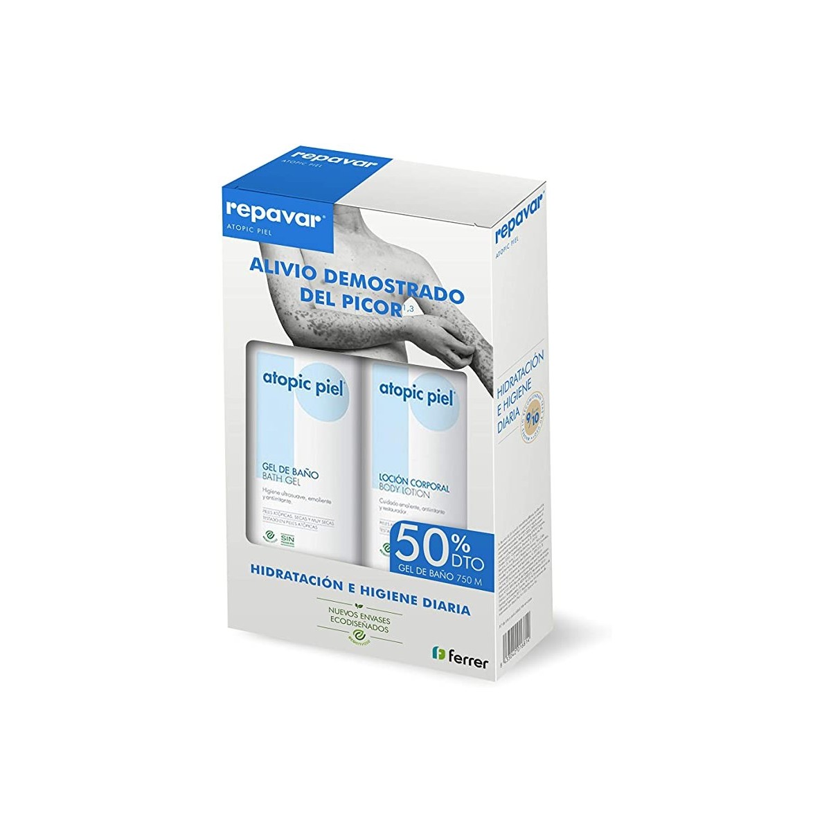 Repavar Atopic piel Gel de baño 750ml  Loción...