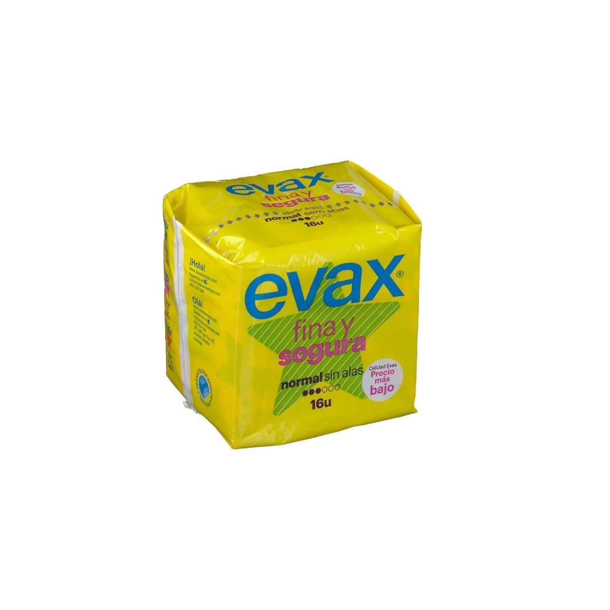 COMPRESAS  EVAX FINA  SEGURA NORMAL SIN ALAS 16U