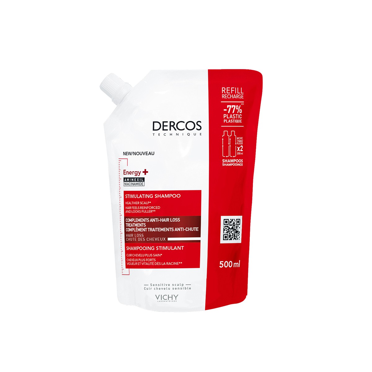 DERCOS CHAMPU ESTIMULANTE 1 ENVASE 500 ML ECOPAC