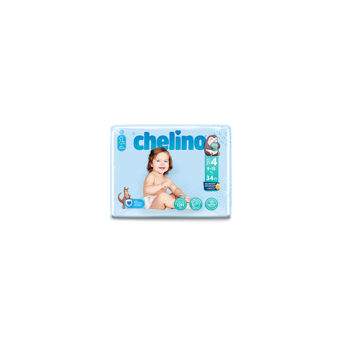 CHELINO PAÑAL INFANTIL TALLA 4 (9 - 15 KG)  34 UD